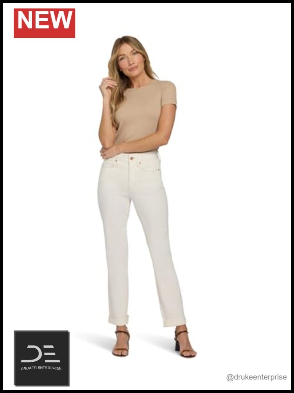 NYDJ High Rise Straight Leg Stretch Denim Jeans